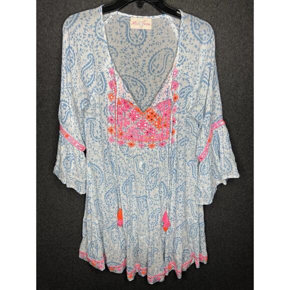 Miss June Dresses & Skirts - Miss June Neon Embroidered sequined Tassle Dress Boho Tunic Size Small/Medium?